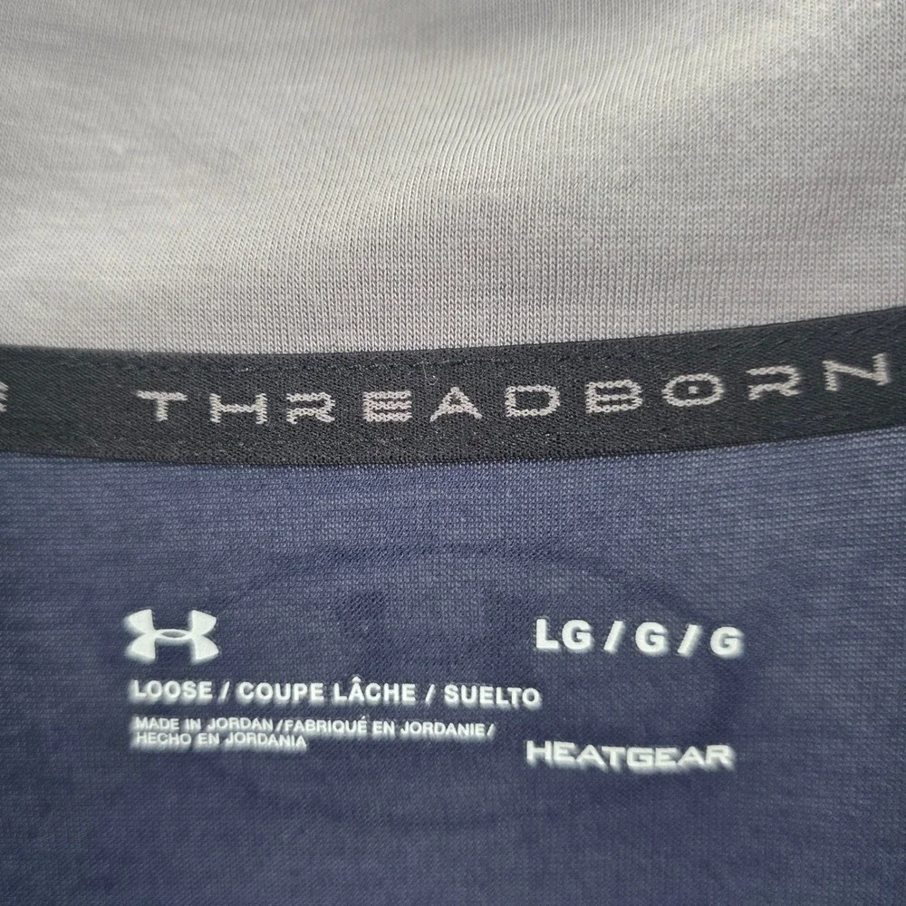 UNDER ARMOUR NOTRE DAME 1/4 ZIP MENS LARGE BLUE LIGHTWEIGHT THREADBORNE PULLOVER
